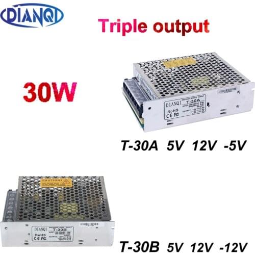 30W ac dc converter Triple output power supply T-30A 5V 3A, 12V 1A, -5V 0.5A T-30B 5V 3A, 24V 1A, -12V 0.5A power suply