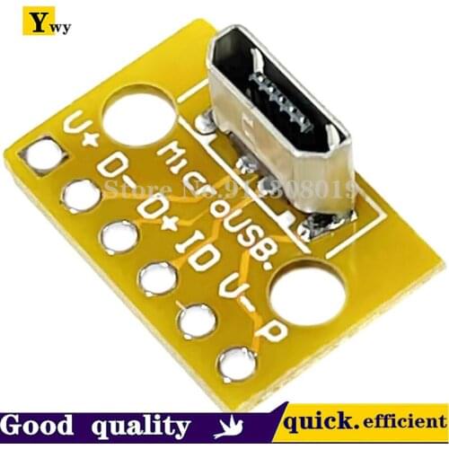 5PCS Vertical USB MiCroUSB Micro USB 2.0 Female Head A Connector 2.54mm PCB Converter Adapter Breakout Board 180 Degree Vertical