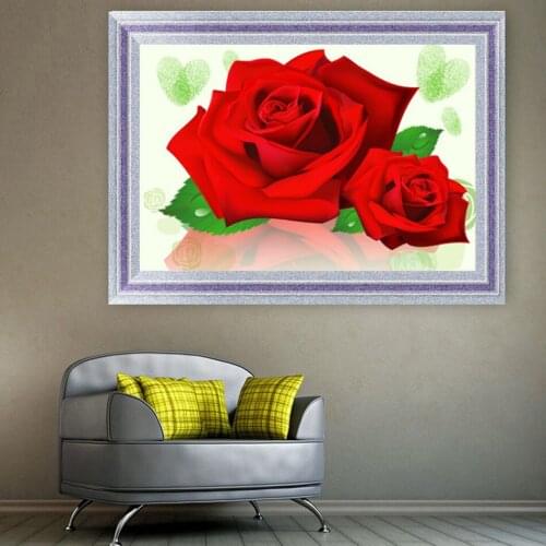 5D DIY Diamond Painting Stickers Red Rose Mosaic Cross Stitch Diamond Pattern Diamond Embroidery Flower