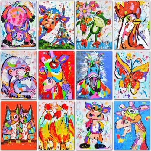 5D DIY Diamond Painting animals Cartoon Color cow horse art home decor Full Square&Round Diamond embroidery Cross stitch mosaic