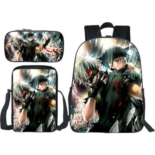 Anime Tokyo Ghoul Backpack Women School Bag Men Travel Rucksack Fashion Cartoon Bookbag Boy Girl Bag Pencil Case Shoulder Bag