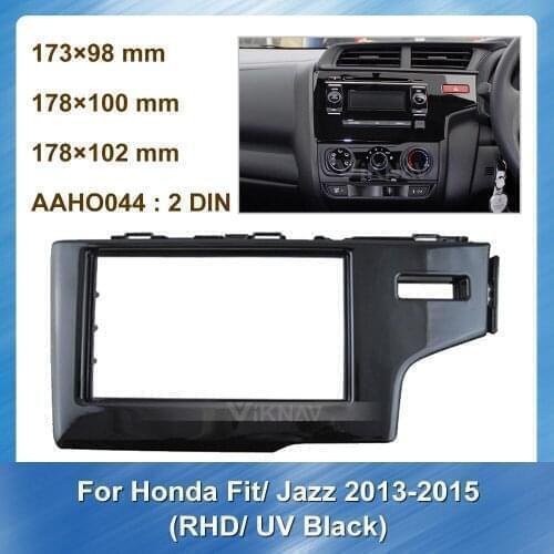 Car Radio Fascia for Honda Fit Jazz 2013 2014 2015 RHD UV Black frame Dash Mount Kit Adapter Trim Facial Panel Frame Dashboard