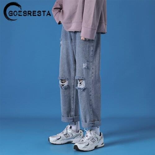 Hole Jeans Pants Men 2021 New Fashion Casual Japanese Retro Men Jeans Trousers S-5XL Large Size Harajuku Korean Blue Men Pants