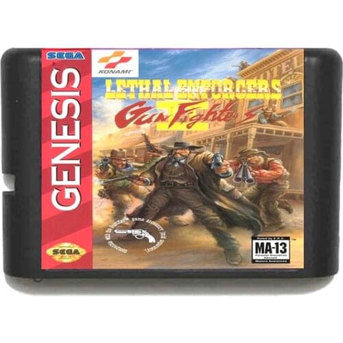 Lethal Enforcers Gun Fighters for 16 bit Sega MD Game Card for Mega Drive for Genesis Video Game Console PAL USA JAP