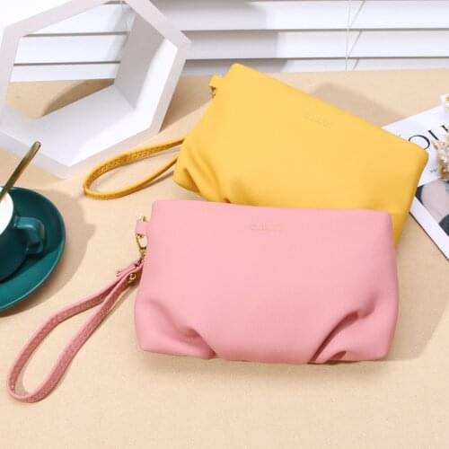 Korea Fashion 2020 Women Clutch Bag Pu Leather Small Hobos Bag Zipper Lanyard Ladies Handbag 7Colors