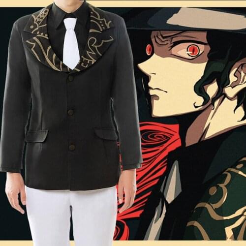 Anime Comic Demon Slayer Kimetsu no Yaiba Cosplay Costumes Kibutsuji Muzan Cosplay Costume Formal Suits black Uniforms Jacket