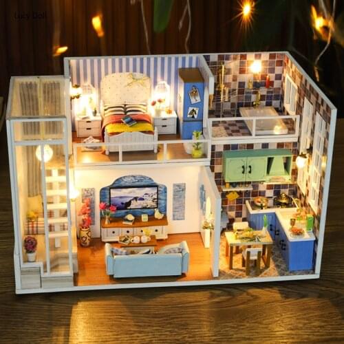 Lucydoll Doll House Furniture Miniature Dollhouse DIY Miniature House Room Box Theatre Toys For Children Casa De Boneca J19