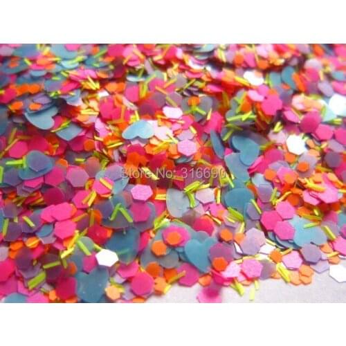 Matte Neon Hexagon Heart and Strip Glitter Mix Solvent Resistant Glitter Blend for Nail Polish Frankening Scrapbooking