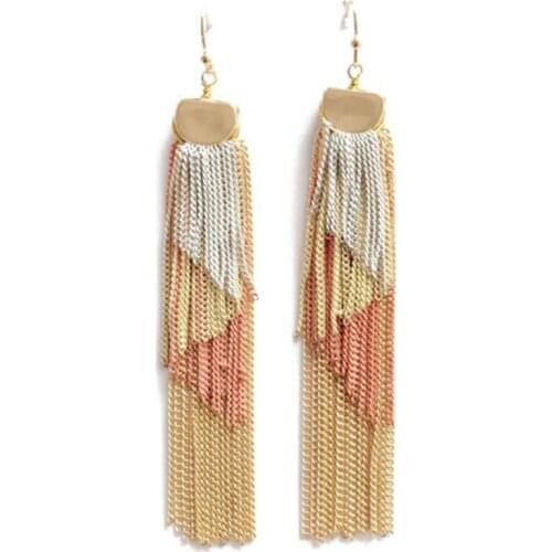 Cute Multi Colors Tassel Chain Drop Earrings For Women Elegant Chains Pendant Fishook Earrings Fashion Jewelry Dangle Pendietes