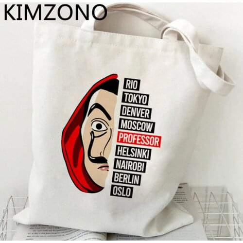 Money Heist shopping bag reusable tote jute bag handbag shopping shopper bag reusable string net sac cabas sac tissu