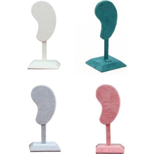 Fashion Ear Shaped Earring Display Stand Microfiber Earring Holder Ear Clip Stud Jewelry Display Organizer Stand Multi-Color Op