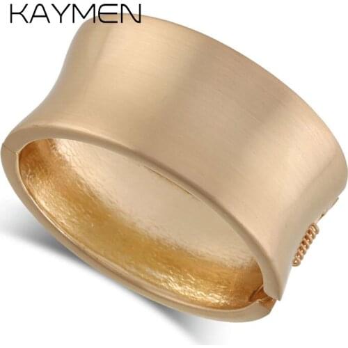 KAYMEN Round Metal Brushed Goledn Fashion Bangle for Girl, New Arrival Open Bangle Wedding Party Prom Gift jewelry