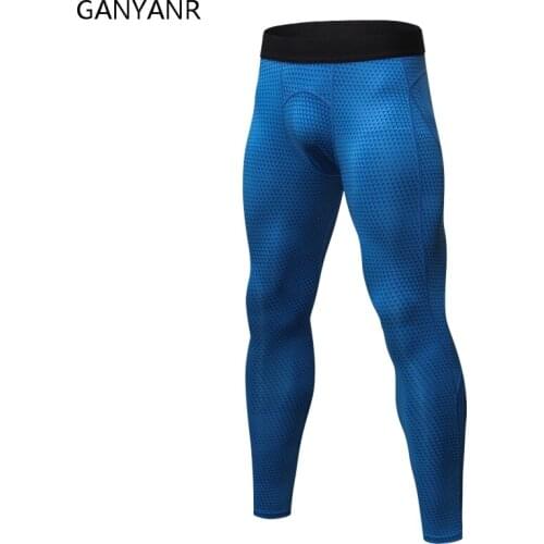 GANYANR Running Tights Men Yoga Basketball Compression Pants Gym Sports Bodybuilding Jogging Athletic Leggings Fitness Training