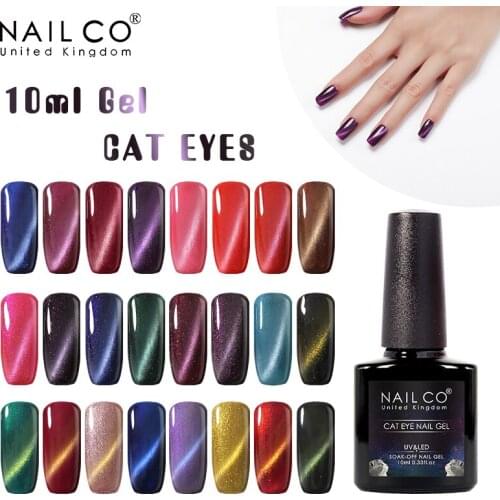 NAILCO 10ML Cat Eyes Cat Eyes Magnetic Gel Polish UV Lacquer Varnish Art 46 Colors Holographics Laser Glitter Varnish Nail