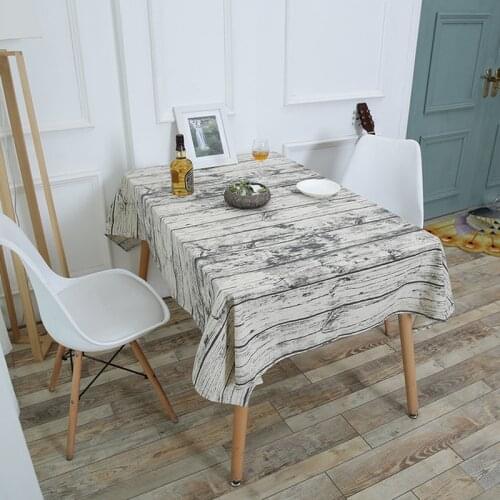 Nordic Household Tablecloth Vintage Wood Grain Cotton Linen Tablecloth Imitation Bark Printed Dining Table Coffee Table Cloth