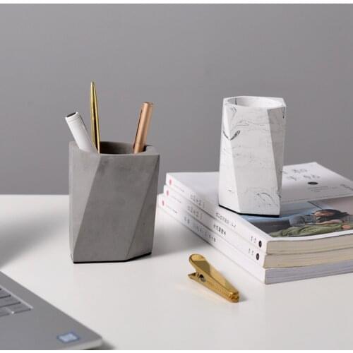 New Arrivals Nordic Home Office Desktop Decoration Cement Pen Holder Concrete Storage Container Desk Organizer na biurko