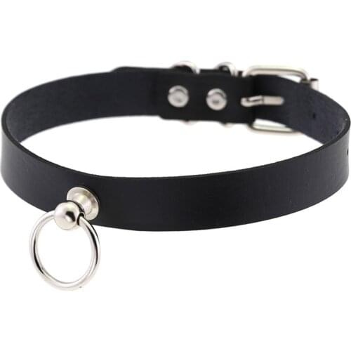 Circle Pendant Necklace Sexy Collar Choker Neck Punk Gothic PU Leather Hip Hop Punk Harness Rivet party jewelry goth clothes