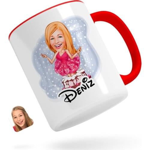 Personalized Women 'S Birthday Caricature Of Red Mug Bardak-1