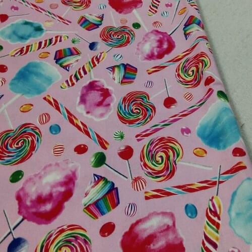 Rainbow Cotton Fabric Cartoon Lollipop Pink Icecream Cake Cotton Candy Sweet Patchwork Textile Tissue Home Clothing viaphil