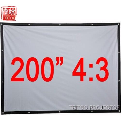 180-200" 4:3 White Portable Folding Projection Screen for HD Movie Projectors,Without Fixed Frame, Cortinas Pelicula Film Fabric