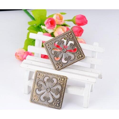 MIAOCHI Retail 5Pcs Bronze Tone Square Filigree Wraps Connectors Metal Crafts Decoration DIY Findings 46x46mm F0470