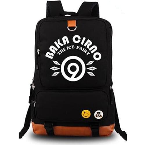 Touhou Project Cirno Print Cosplay Unisex Boys Girls Fluorescent Canvas Backpack 2016 Fashion Rucksack School Shoulder Bag