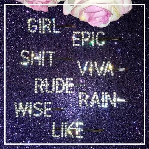 The Most Popular Hairclips Accessories Bling Words Hair Pins Crystal Letters Bobby Pins