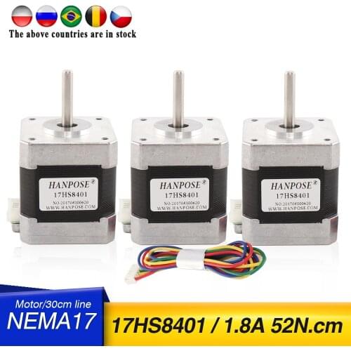3PCS Nema17 stepper motor 48mm 4 lead 52N.CM 17HS8401 motor, used for 3D printer accessories CNC milling machine