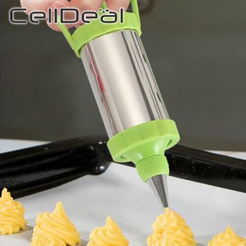 Cake Syringe Sets Cake Baking Nozzle Stainless Steel Icing Piping Nozzle Cupcake Decorating Spatulas Scraper Syringe Accessories