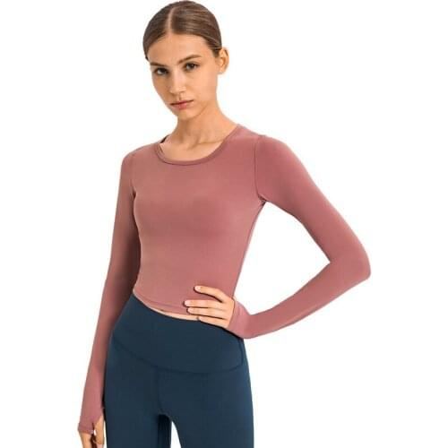 Autumn and Winter Crop Top Womens Shirt Yoga Fitness Sport Gym Clothing Breathable Shirt Long Sleeve Blouses Sexy Sportswear