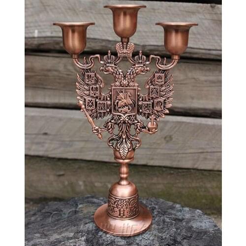 Vintage retro copper 3 arm candle holder metal candle holder cavalier emboss vintage bird cage for home decor ZT074
