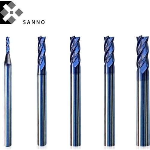 High quality HRC60 coating end mills tungsten steel D1 - D6 4 flutes flattened milling cutter