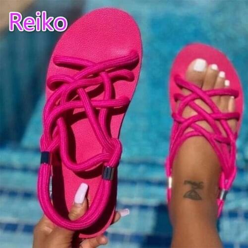 2021 summer new style flat sandals womens plus size rope strap set foot beach sandals sandalias mujer 2021 zapatos mujer