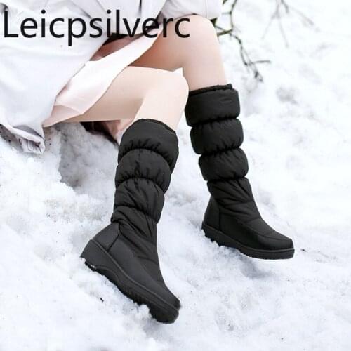 Womens Boots Autumn And Winter The New fashion Round head Thick heel Low-heeled High tube Womens shoes plus size 35-44