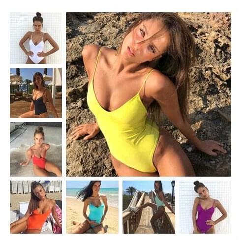 WackDaria sexy one-piece women swimsuit swimwear with soft bra-pad multi-color red/purple/white brazilian maillot de bian femma