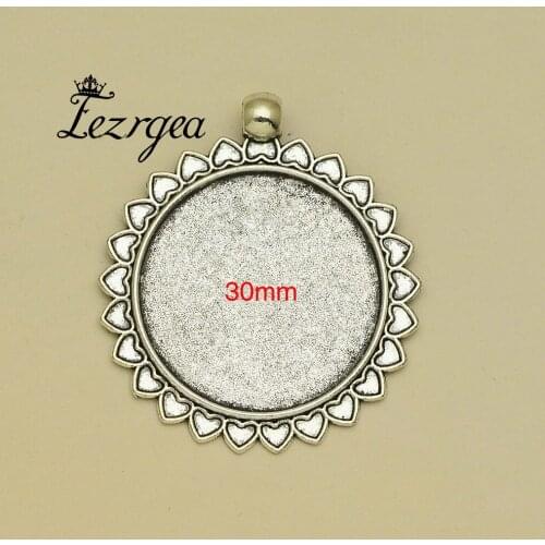 10pcs/lot--30mm Inner Size Antique Bronze/Silver plated heart Style Cabochon Base Setting, Jewelry accessories (CD30-98500)