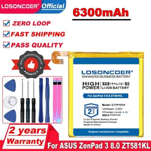 LOSONCOER Top Brand 100% New C11P1514 6300mAh Battery For ASUS ZenPad 3 8.0 ZT581KL Batteries