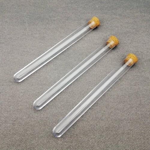12pcs 15x150mm Lab Transparent Plastic Test Tubes With Cork, Party Candy Bottle Round Bottom Wedding Gift Vial