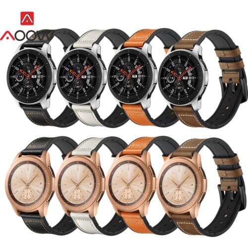 20mm 22mm Genuine Leather Silicone Watchband for Samsung Galaxy Watch 42mm 46mm Gear S3 S2 Sport Replacement Bracelet Band Strap