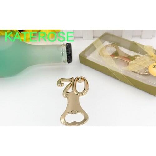 20PCS Gold 70th Design Bottle Opener Wedding Anniversary Party Giveaway Digital 70 Beer Opener Birthday Souvenir