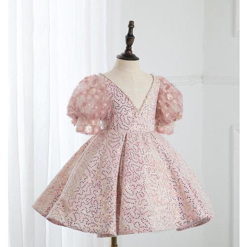 2021 summer new girls' Dress Vintage Girls' Princess Court dress childrens Pageant Dress Girls' weddings Party Baby Dress