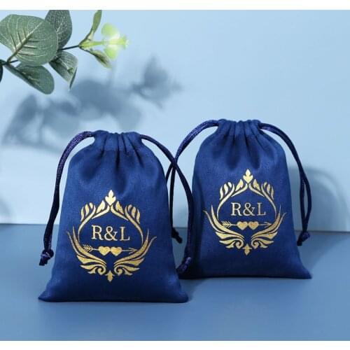 50PCS Jewelry Drawstring Bag Velvet Packaging Pouches Ring Earring Storage For Party Wedding Christmas Decoration Custom Logo
