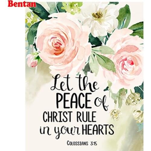 5D Diamond Painting Bible Scripture Poetry Flower Christianity Diamond Embroidery Mosaic Diamond Needlework Cross Stitch Decor