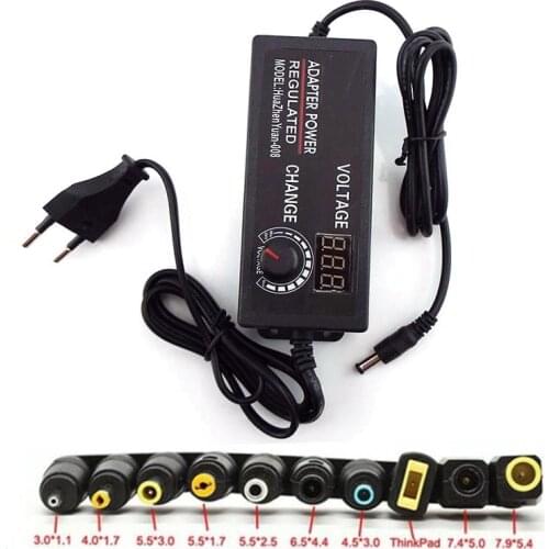 Power Supply Adapter AC 100V-240V to DC 3V-24V 3A Universal Adjustable Charger 5.5mmx2.1mm To Multi-type Male Jack Tips
