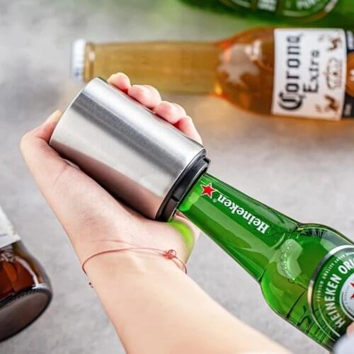 Automatic Beer Bottle Opener,Magnet Beer Opener,Stainless Steel Push Down Opener Wine Beer Soda Cap Opener Kitchen Accessories