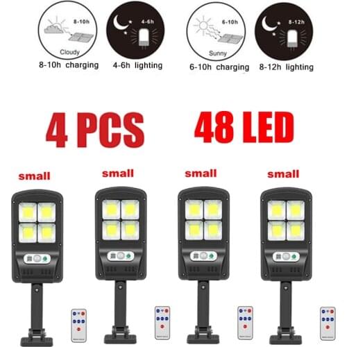 4pcs Wireless Motion Sensor Solar light remote 48-128 LED Garden Path Wall Outdoor Street light 4 Modes Solar lamp floodlight