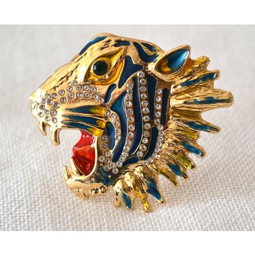Costume jewellery bag jean hat accessories metal enamel tiger head brooch