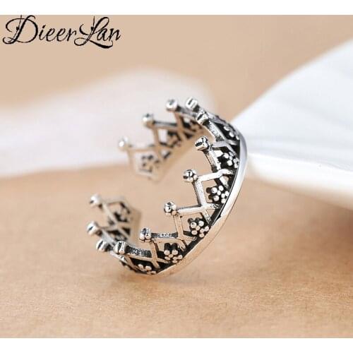 Bohemian Ethnic Silver Color Crown Rings for Women Bridal Wedding Vintage Finger Rings Christmas Gifts