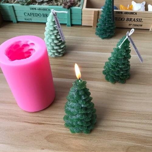 Big DIY 3D Christmas Tree Decoration Silicone Candle Mold Form Handmade Resin Clay Crafts Moulds Decoration Tools Supplier