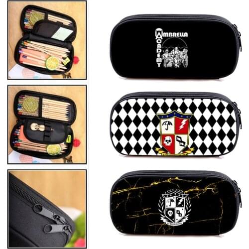 New 3D Umbrella Academy Pencil Case School Supplies Teenager Makeup Case Pen Anime Make Up Box Women Cosmetic Bag Zipper Storage